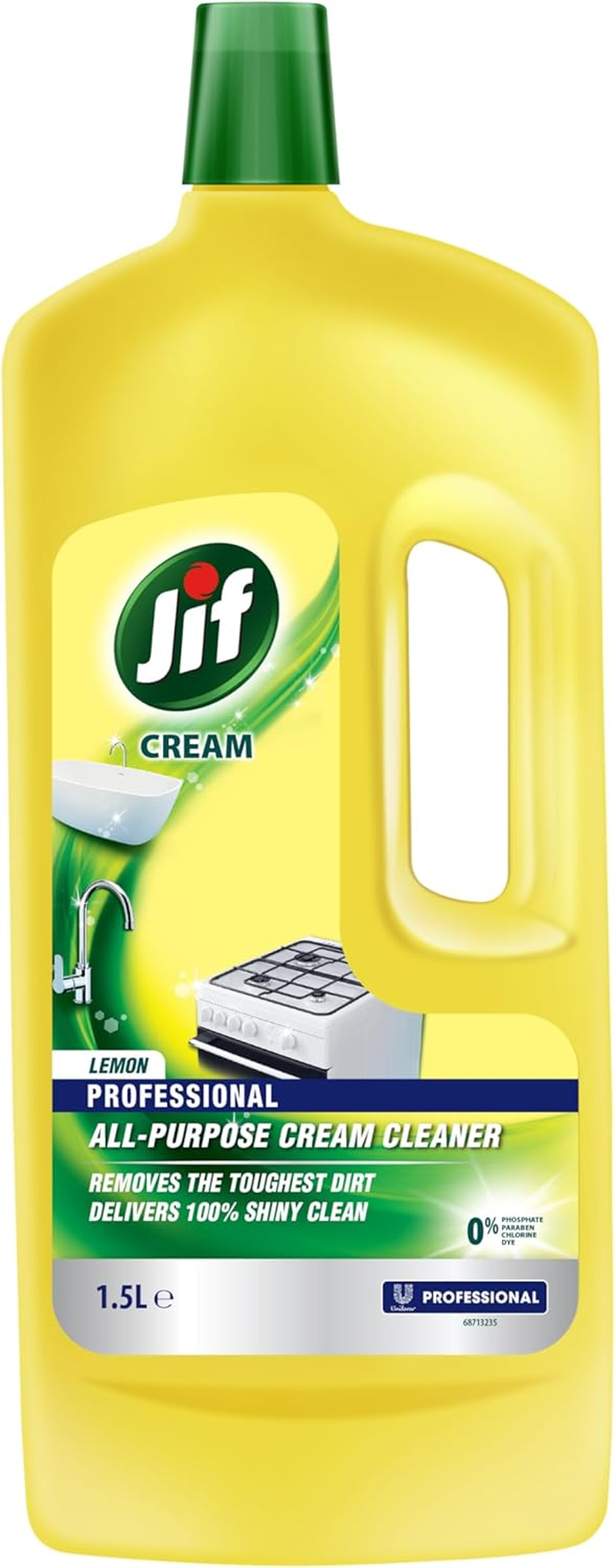 Jif Professional Lemon Cream Cleaner 1.5L &ndash; Multi-Purpose Surface Cleanser with Natural Micro Crystals &ndash; Plant-Based, Kitchen & Bathroom Use, Streak-Free Finish image number 6