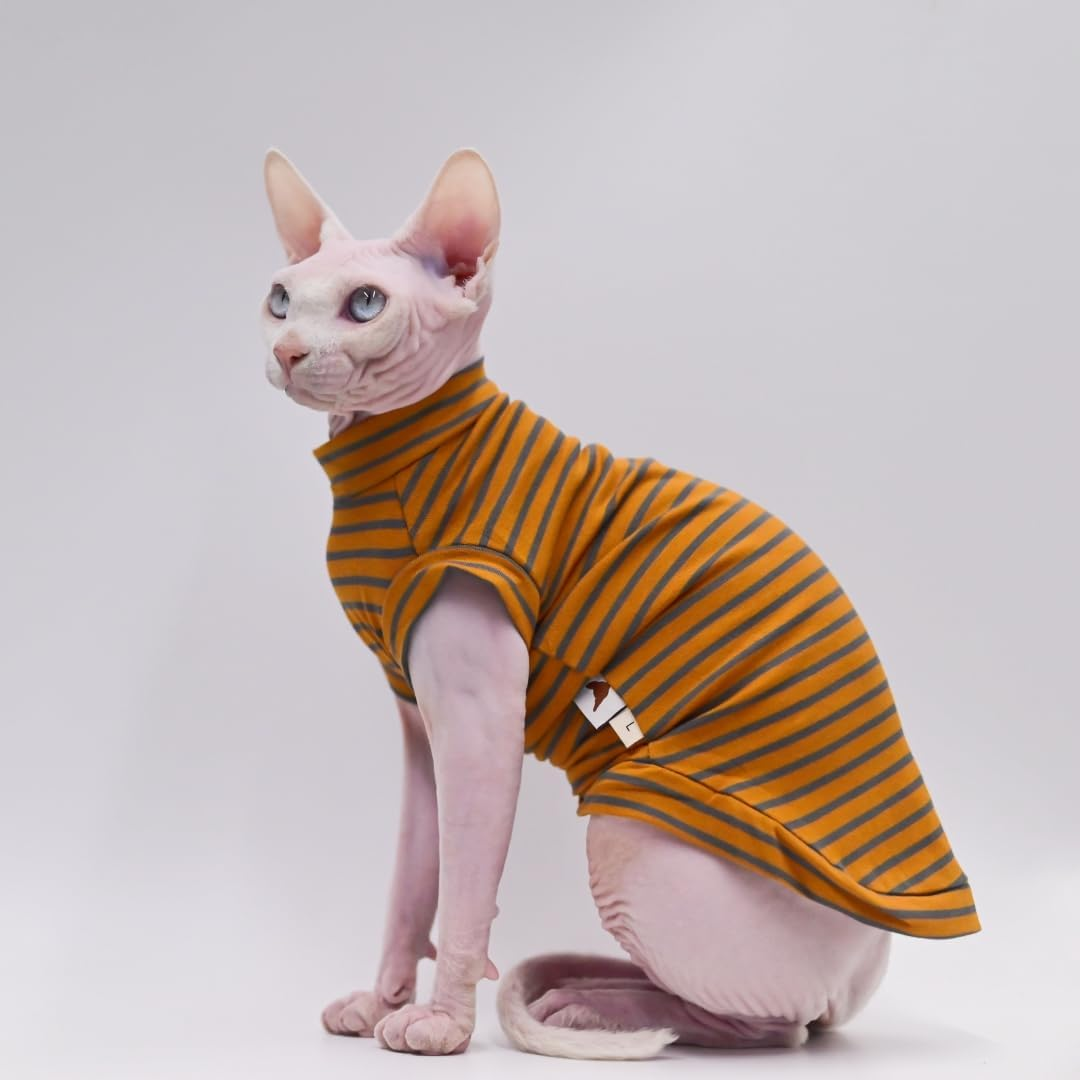 Cotton Sphynx Cat Clothes Spring and Summer Thin High Elasticity Devon Rex, Konish Clothes Hairless Cat Clothes Cat Apparel for Small Cats and Dogs (Brown, Xx-Large) image number 6