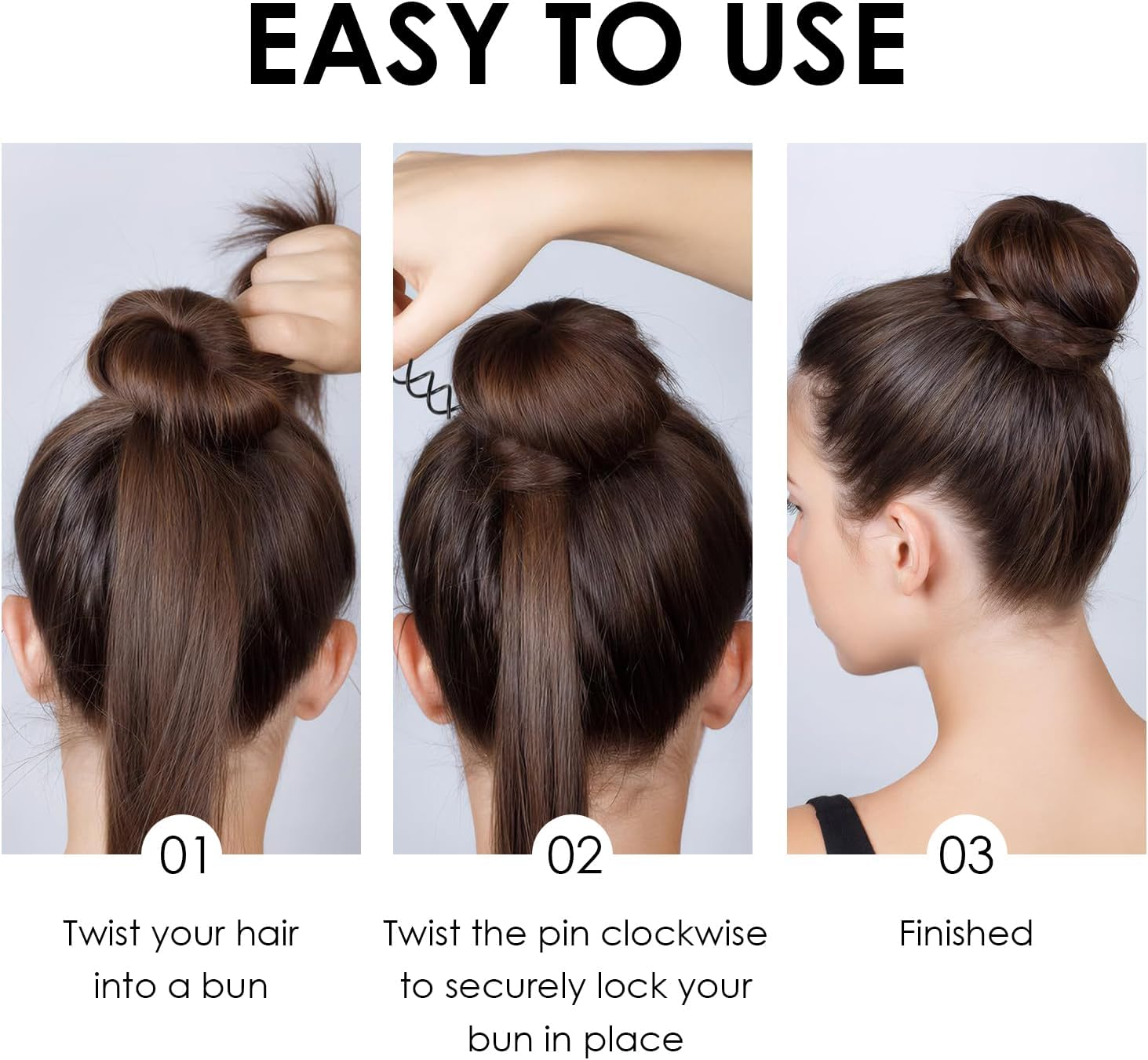 20 Spiral Hair Pins, Simple Rotary Hair Pins, Hair Fixing Tools, DIY Hairstyle Accessories (Black, Brown)