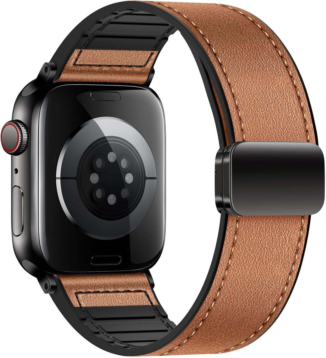 Eweison Genuine Leather Bands Compatible with Apple Watch Band 44Mm 45Mm 46Mm 49Mm for Men Women,Adjustable Magnetic Strap Top Grain Leather Wristband for Iwatch Series 10 9 8 7 6 5 4 SE Ultra/Ultra 2