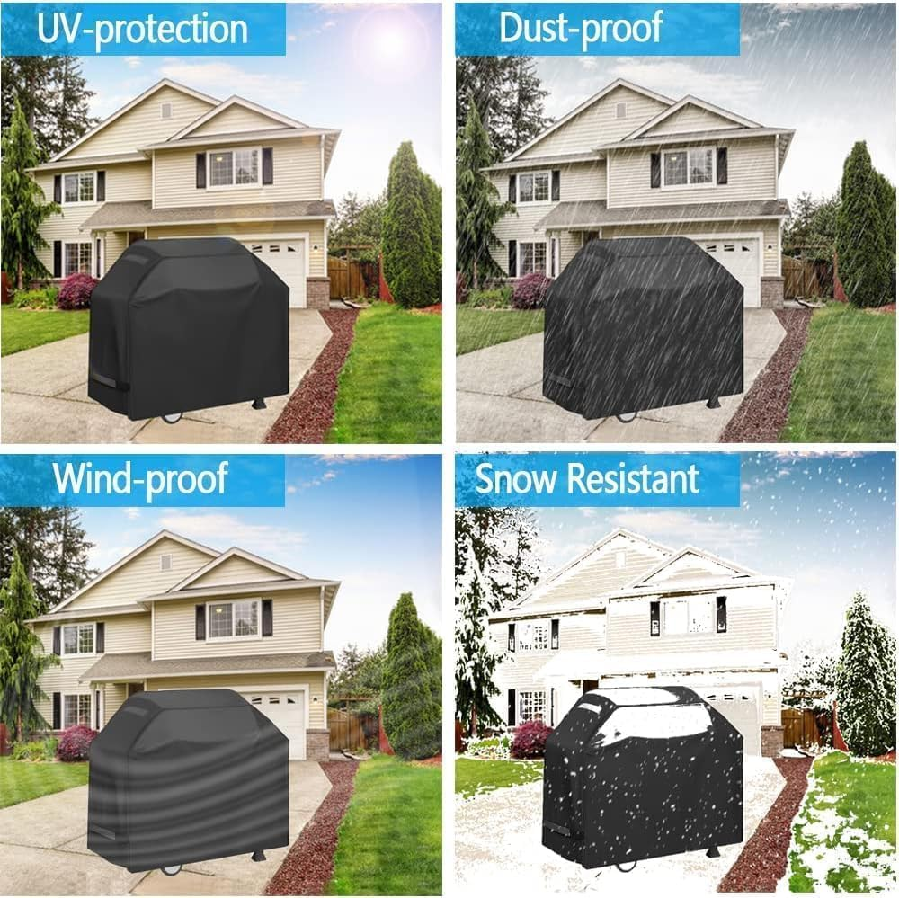 Grill Cover, Waterproof BBQ Grill Cover, 58 Inch Rip-Proof and Anti-Uv Barbecue Gas Grill Cover Compatible for Weber Char-Broil Nexgrill Grills and More image number 1