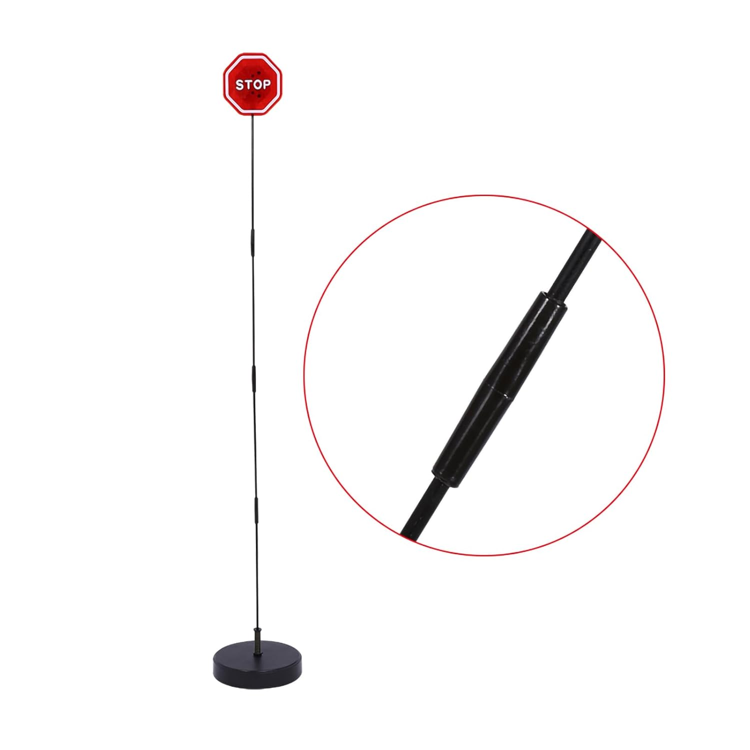Hyuduo Garage Parking Stop Sensor with LED Sign, Height Adjustable 137Cm Poles, Weighted Base, Flashing Alert Light for Vehicle Safety, Black and Red image number 6