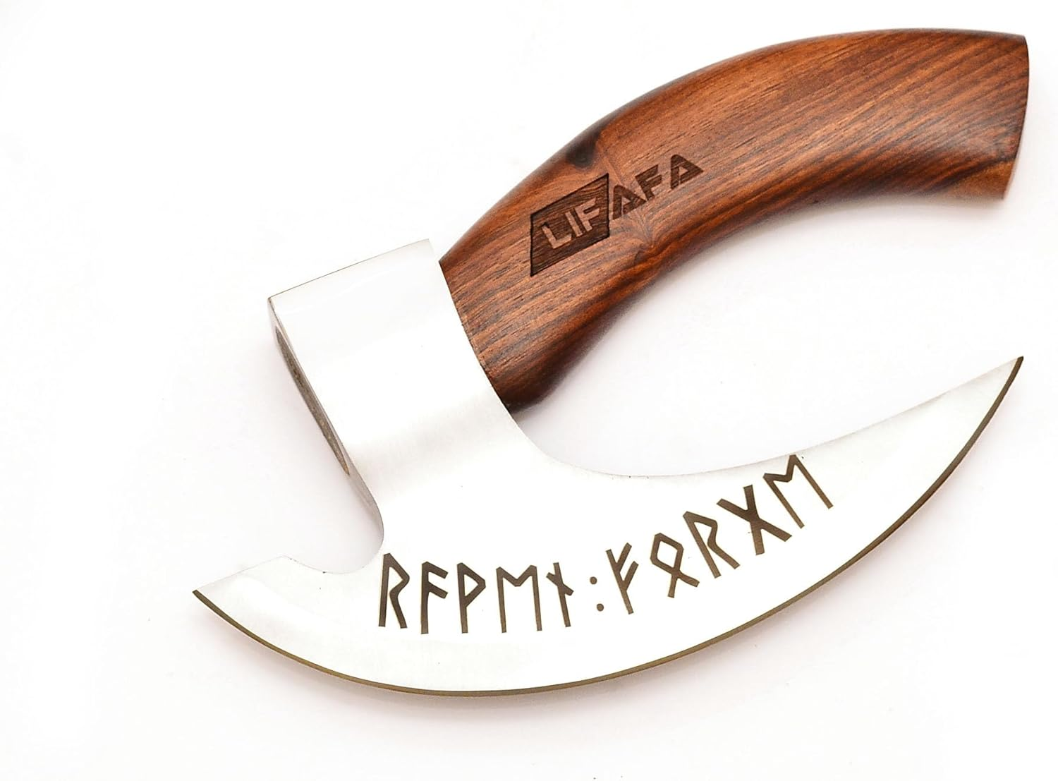 LIFAFA Handmade Viking Pizza Cutter Beautiful Axe with Unique Leather Sheath Stainless Steel Blade with Rosewood Handle AU