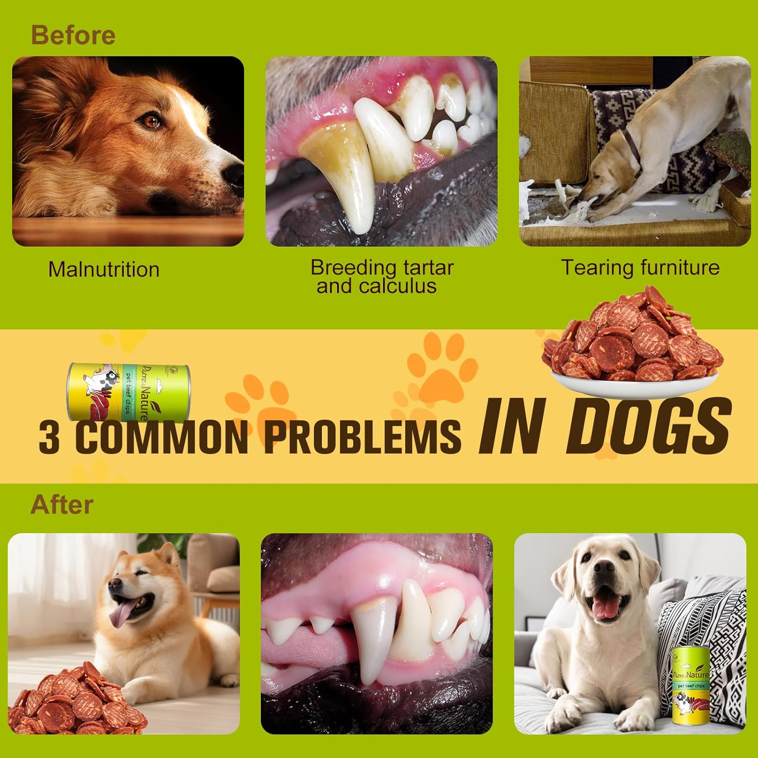 Beef Crisps Crunchy Chips - High Protein, Dog Chew Treats, Beef Flavor Chips Dog Chews for Small/Medium/Large Dogs, Beef Flavor Snack Treats for Dogs image number 2