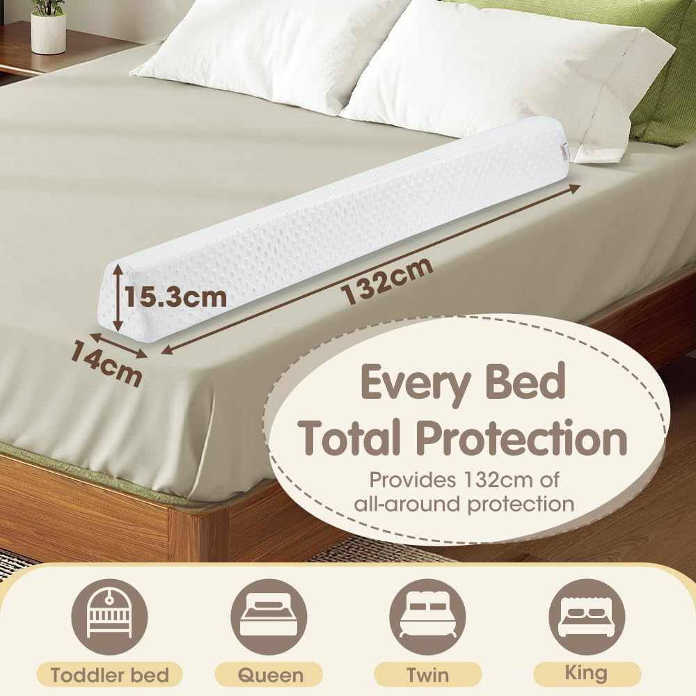 Playpals Bed Bumpers for Toddlers 2-Pack, Soft Memory Foam Toddler Bed Rail with Non-Slip Bottom, Machine Washable Cover, Safety Bed Guard Rail for Twin, Full, Queen, King Beds image number 1