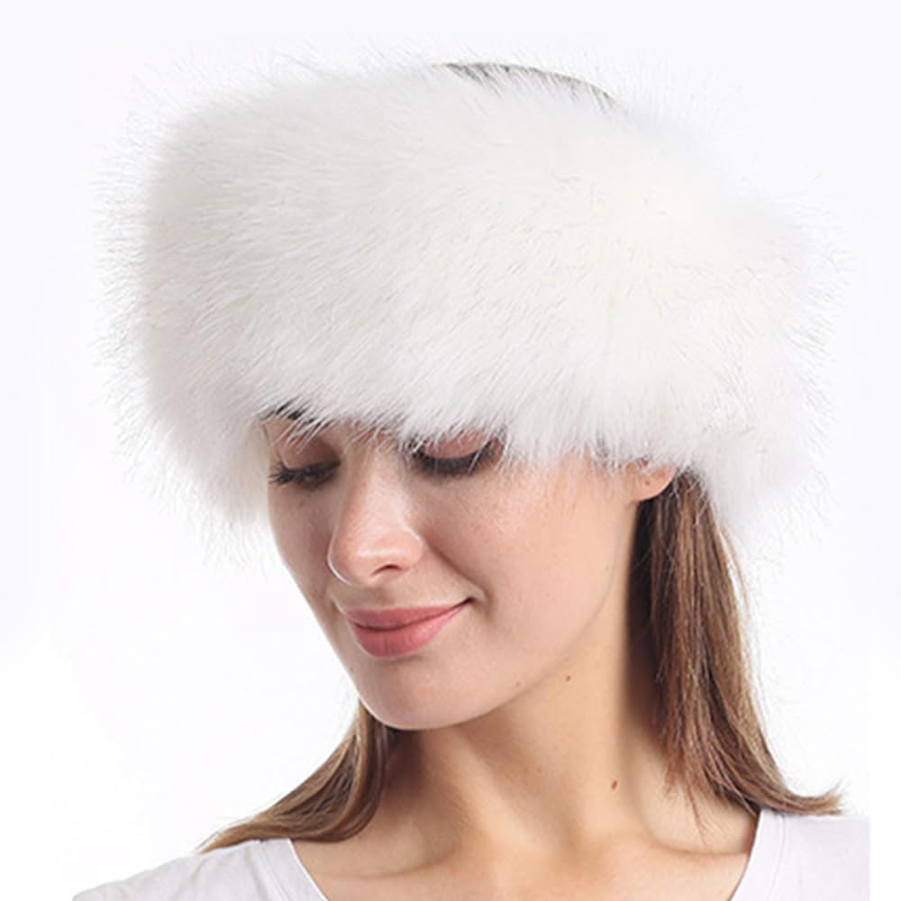 Faux Fur Headband for Women &ndash; Elastic Fuzzy Winter Earwarmer Headband for Cold Weather & Ski Earmuff（21-23.5 Inch） image number 3
