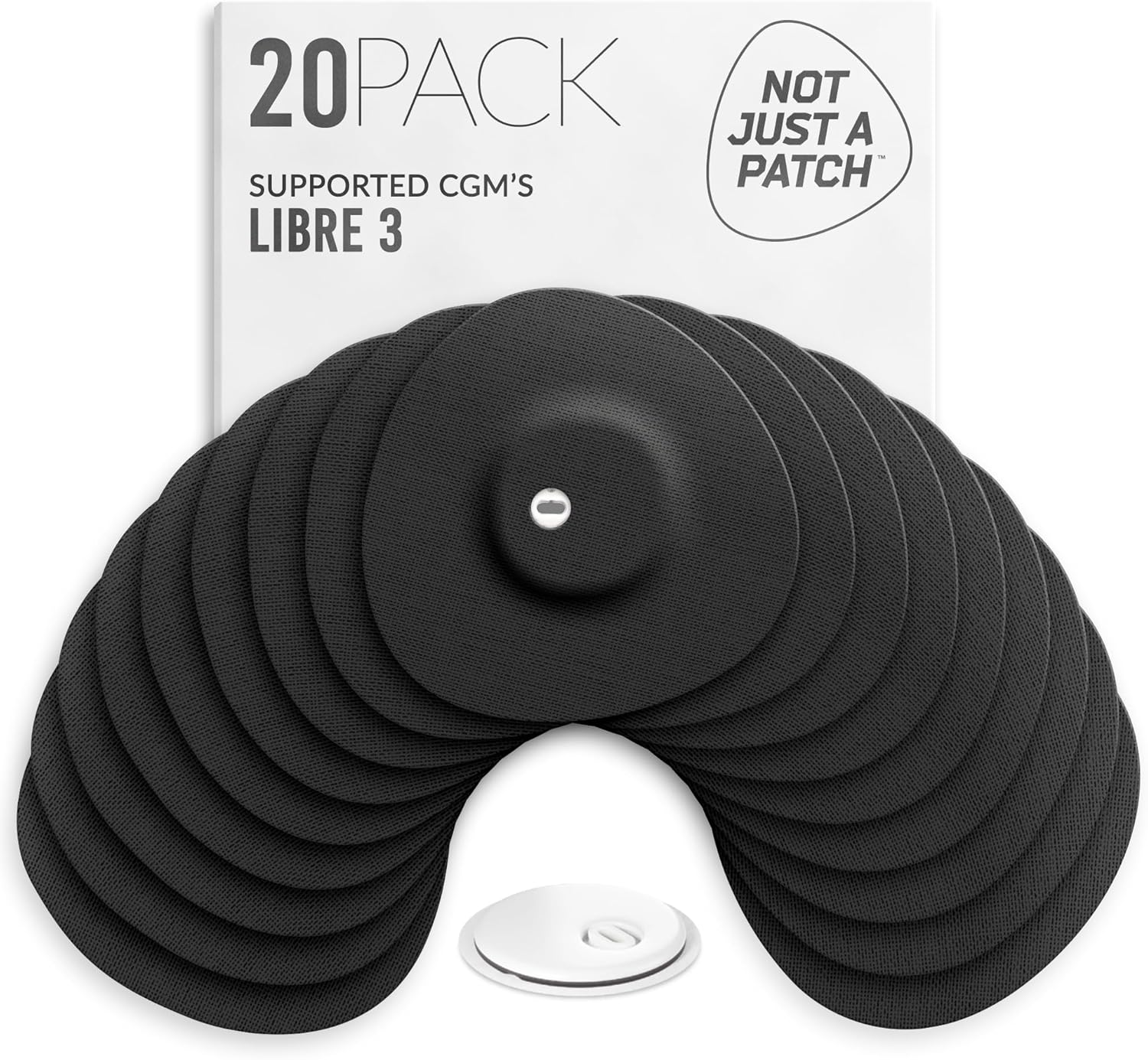 Not Just a Patch Freestyle Libre 3 plus Sensor Covers (20 Pack) &ndash; Breathable, Sweatproof & Secure Hold &ndash; Precision-Cut Hole for Ventilation, Enhanced Adhesion & Gentle Support &ndash; 10-14 Day Wear - Beige
