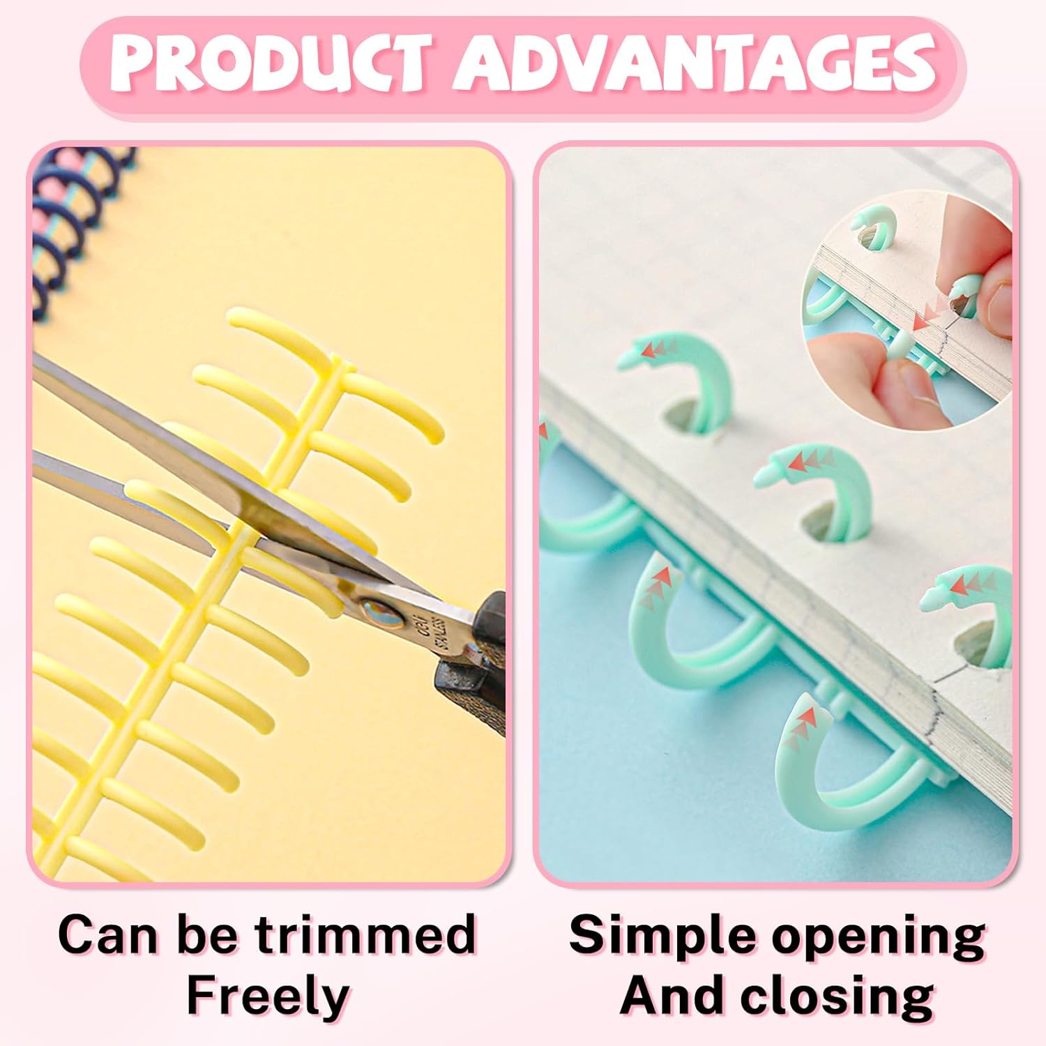 24 PCS Colorful Plastic Comb Binding Spines, 30 Rings Spiral Binding Coils, 2 Sizes Binding Rings for Teacher Student Business Notebook File Making (Multicolor) image number 4