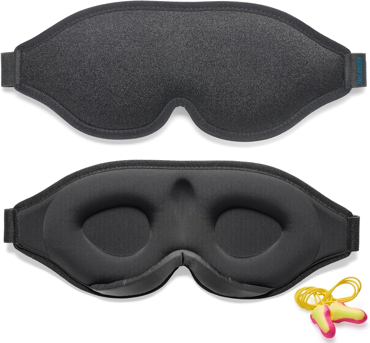 2025 Innovative Sleep Mask for Men and Women, Trilancer 3D 100% Light Blocking Design, Comfortable Eye Mask, Blackout Blindfold for Sleeping, Nap, Meditation, Travel, with Earplugs (Black)