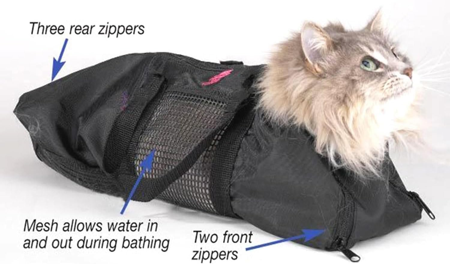 Cat Grooming Bag, Wear-Resistant Cat Shower Bag, Pet Portable Grooming Bags, Scratch Resistant Multifunctional Breathable Pet Bathing Restraint Bag for Washing, Bathing, Nail Trimming (Black) image number 4