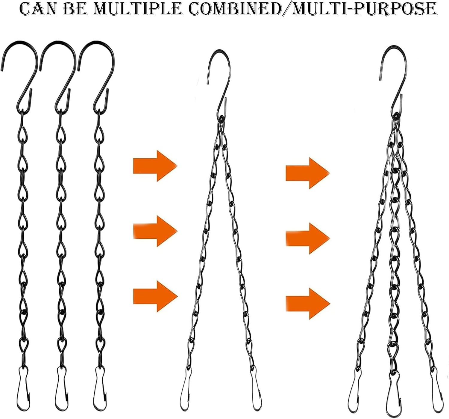 15 Pack Hanging Chains - 10 Inch Metal Chains with Hooks Clips for Bird Feeders, Billboards,Wind Chimes,Planters Lanterns and Ornaments- Garden Plant Hangers - Outdoor Hanging Basket Chains（Black） image number 6