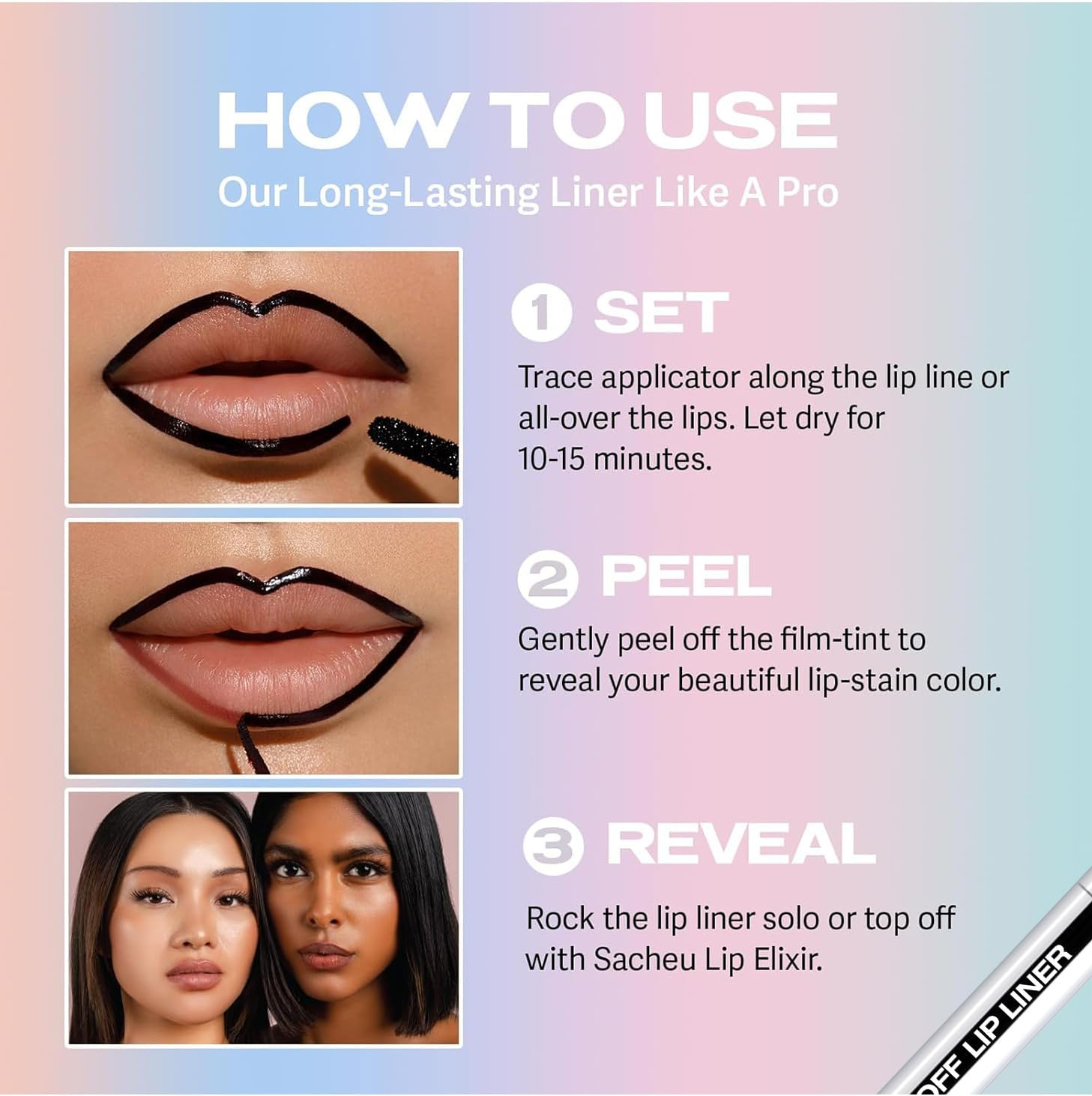 Peel off Lip Liner Stain,Long Lasting Waterproof Lip Stain Peel off Liner,Matte Lipstick Women,Transfer Proof Lip Tint Peel off (Wine Red) image number 3
