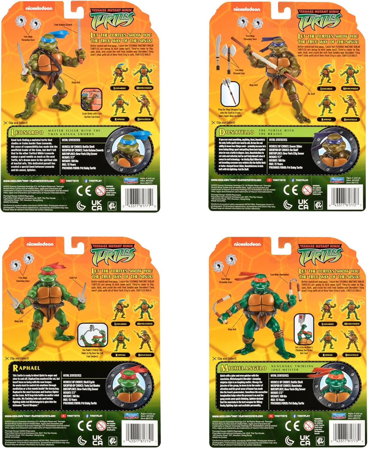 TMNT Classic Turtle Figures Asst 4Pk Bundle 2003 image number 4