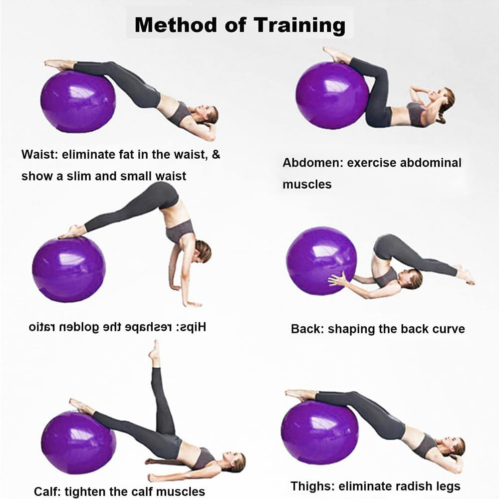 Anti-Burst Yoga Ball 65Cm &ndash; Heavy Duty Exercise Ball with Pump, Non-Slip Stability Ball for Fitness, Pregnancy, Balance, Pilates & Physical Therapy, Frosted Purple image number 5