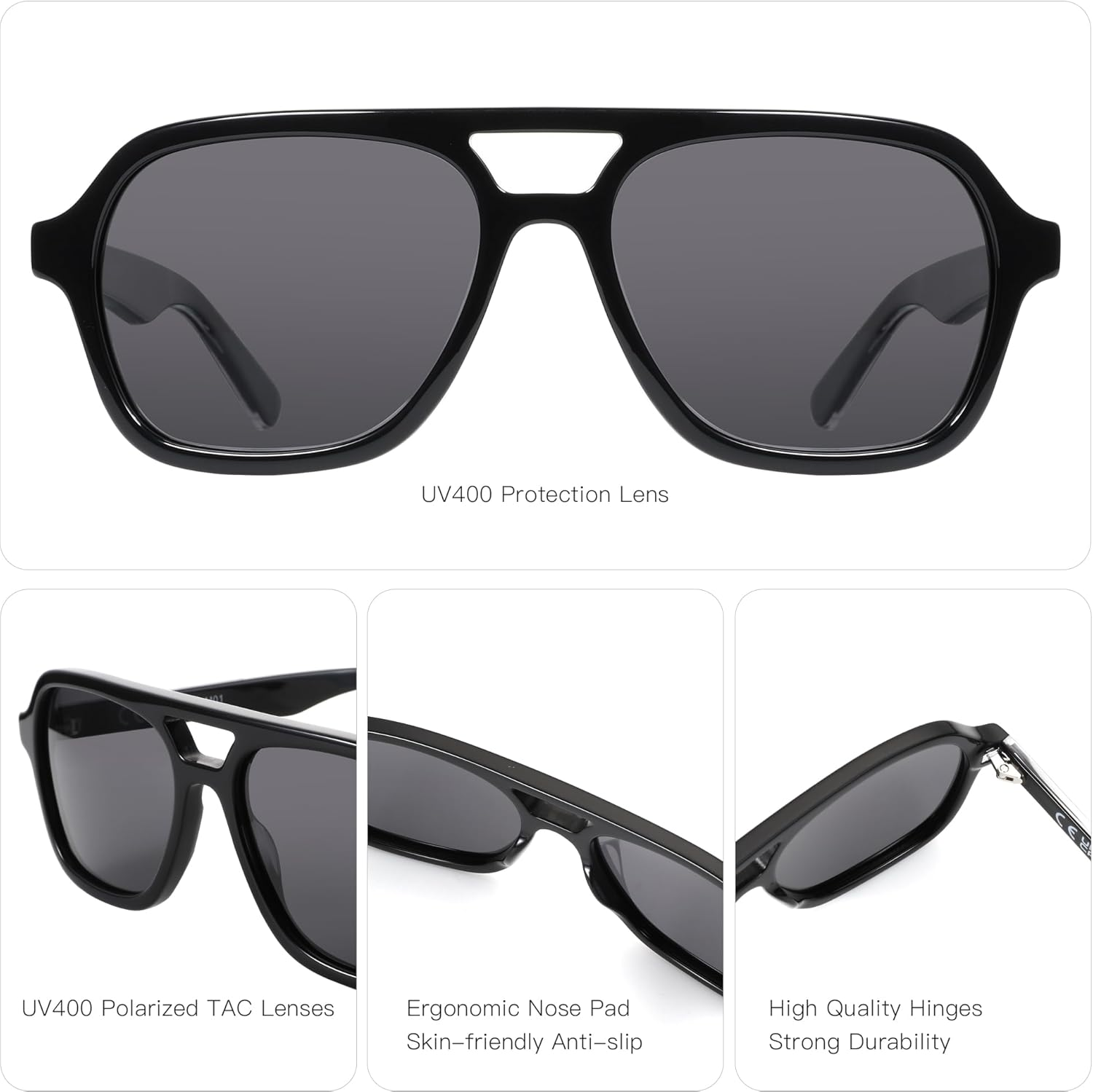 ZENOTTIC Aviator Sunglasses for Men Polarized: Aviator Sunglasses Womens - Retro Hexagonal Mans Pilot Sunglass - C02 Demi / Gradient Brown image number 6