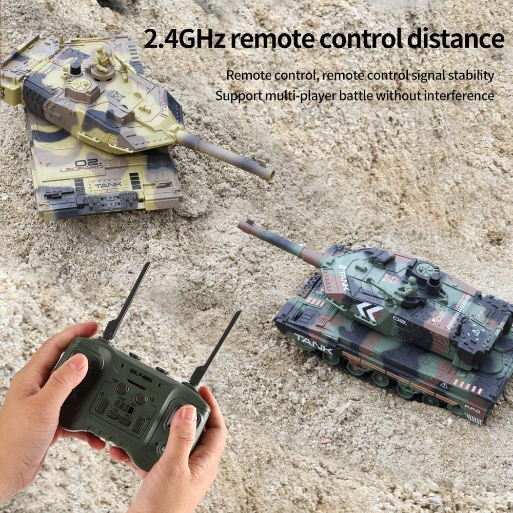Remote Control Tank, RC Army Tank Toy, 2.4G 13-Channel RC Military Vehicles with Rotating Turret, Light Smoke and Sound, Best for 6 7 8 Boys Kids Xmas Military Toys (Yellow) image number 5
