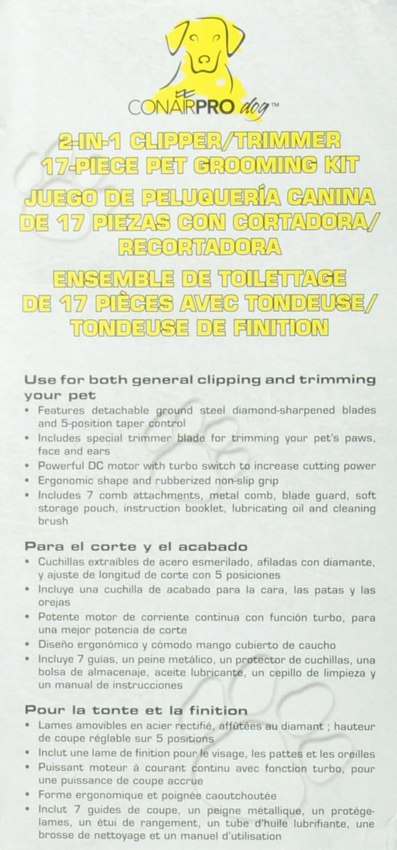 Conairpro Dog 2-In-1 Clipper/Trimmer Kit