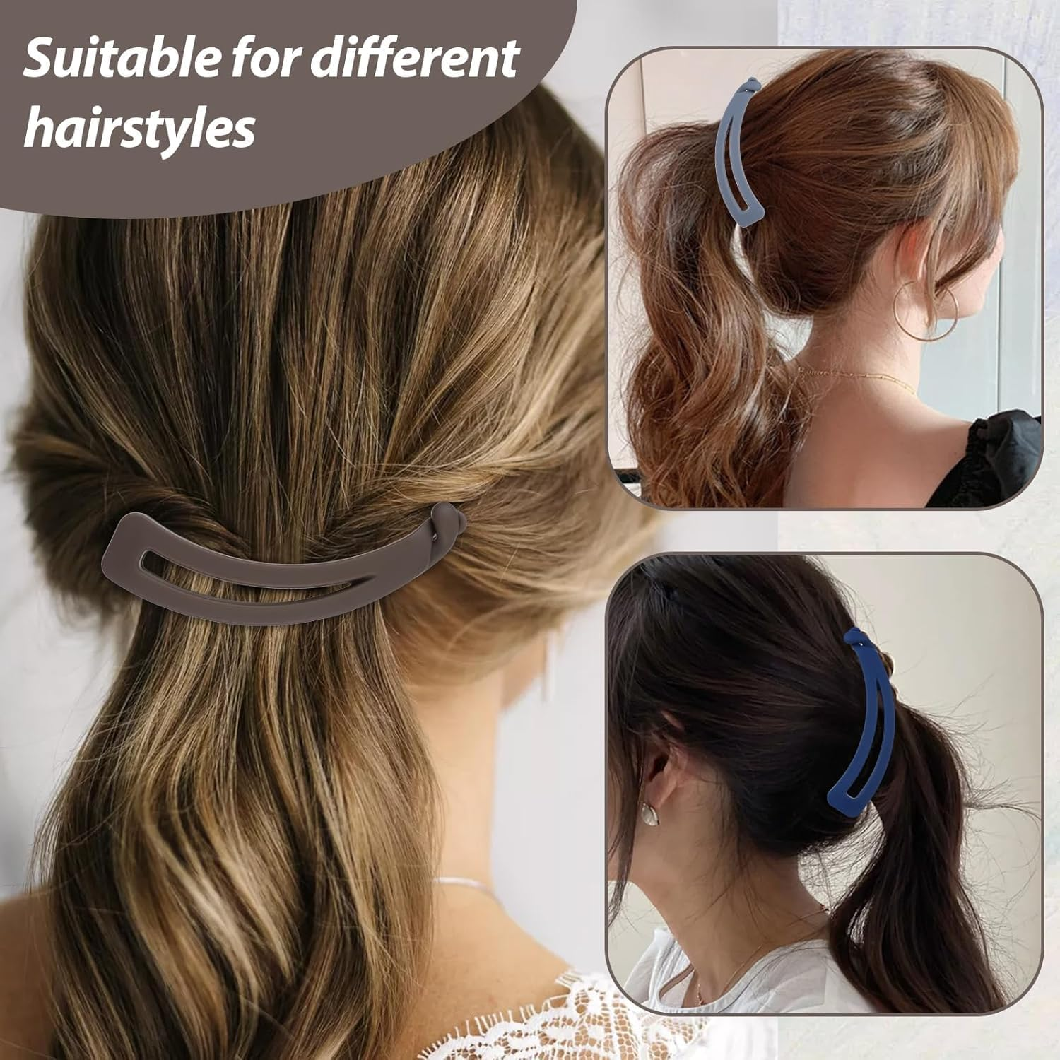 Nonslip Clincher Big Banana Comb, 4Pcs Banana Clip Clincher Comb Hair Grips,Big Matte Banana Hair Clip Clincher Comb for Women image number 4