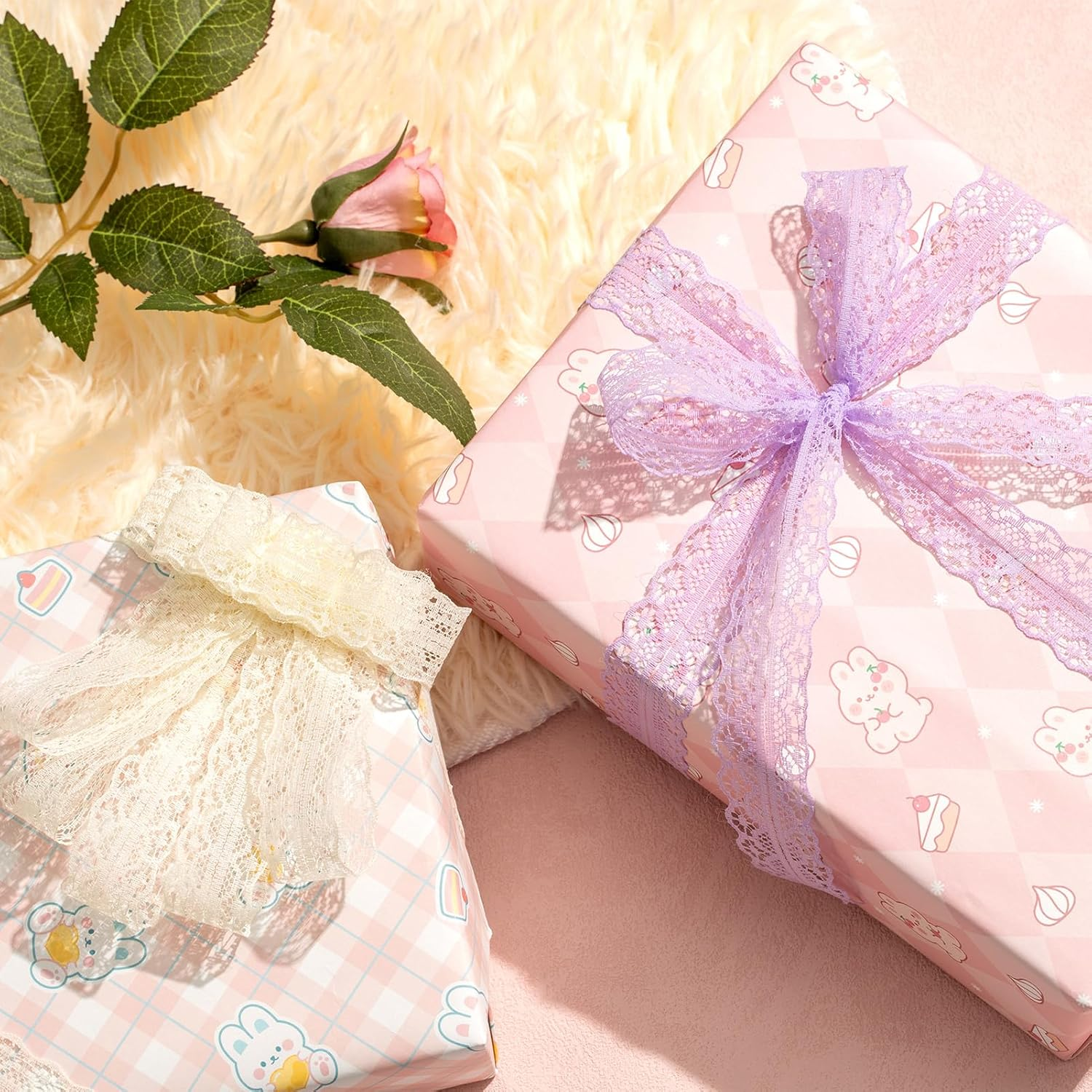 Red Lace Trim Ribbon Vintage Pattern Bow Ribbon for Gift Wrapping Wedding Decor Ribbons Hair Ribbon,1.2 Inch &times; 25 Yards,Dark Red image number 2