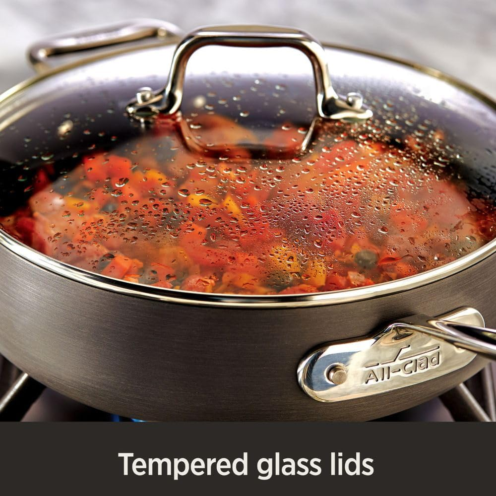 All-Clad HA1 Hard Anodized Nonstick Everyday Pan 12 Inch Induction Oven Broiler Safe 500F, Lid Safe 350F Pots and Pans, Cookware Black image number 1