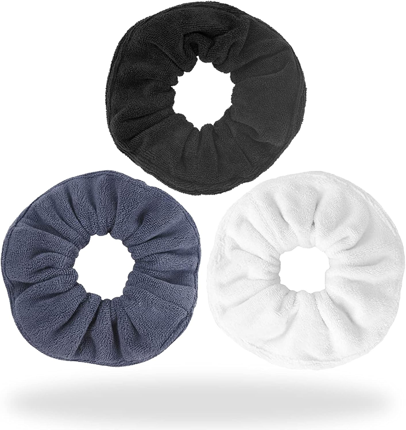 Hair Drying Towel Scrunchies - Terry Cloth Scrunchie Large Microfiber Hair Ties for Frizz Free Women Girls Thick Fuzzy Scrunchy Bobbles Hair Bands Ropes Ponytail Holder Wet Hair Accessories image number 2