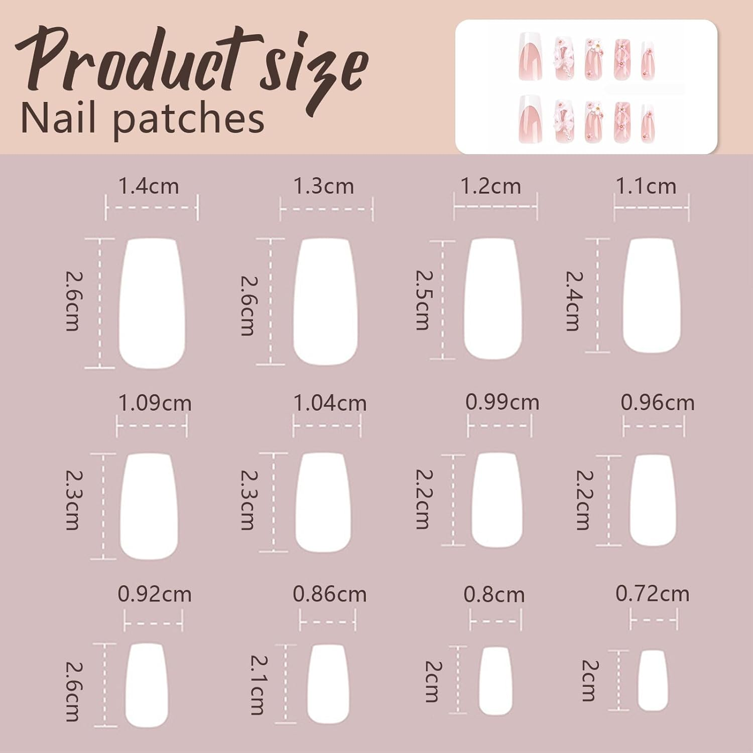 Goiern 24 Pieces Press on Nails Medium Length Rhinestone Pink False Nails Square Glitter Shiny 3D Flower False Nail Tips - Pink image number 4