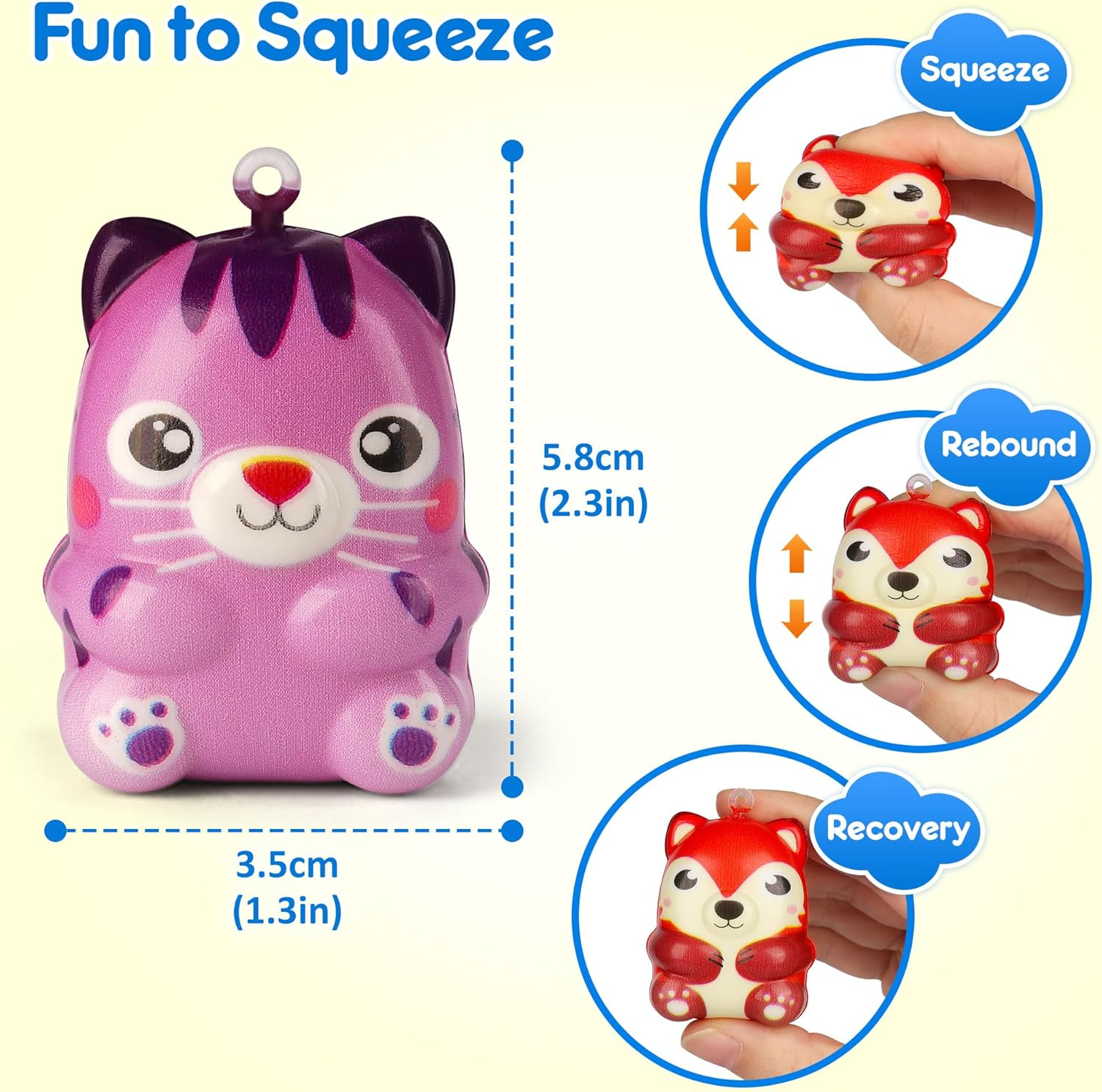 Mocoosy 24 Pack Animal Squishy Toys for Kids Party Favors, Slow Rising Squeeze Toys for Birthday Goodie Bag Stuffers, Pinata Stuffers, Carnival Prizes, Stocking Fillers, Classroom Treasure Box Toys image number 5