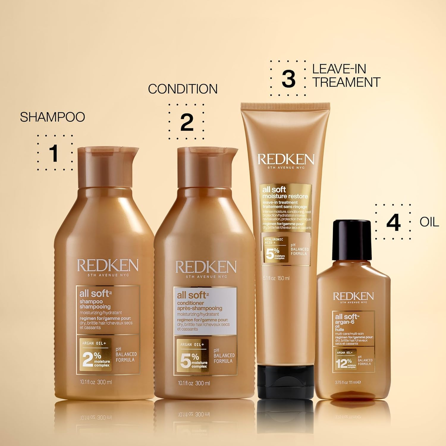 Redken All Soft Conditioner | Deeply Conditions and Hydrates | Softens, Smooths, and Adds Shine | Safe for Color-Treated Hair | Nourishing Shampoo for Dry Hair | with Argan Oil | 300 Ml image number 4