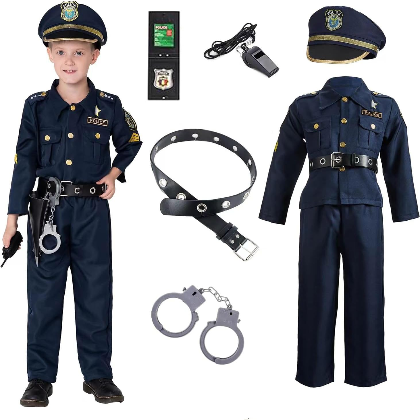Police Costume Kids Police Officer Costume for Boys Girls, Halloween Cop Costumes Kids