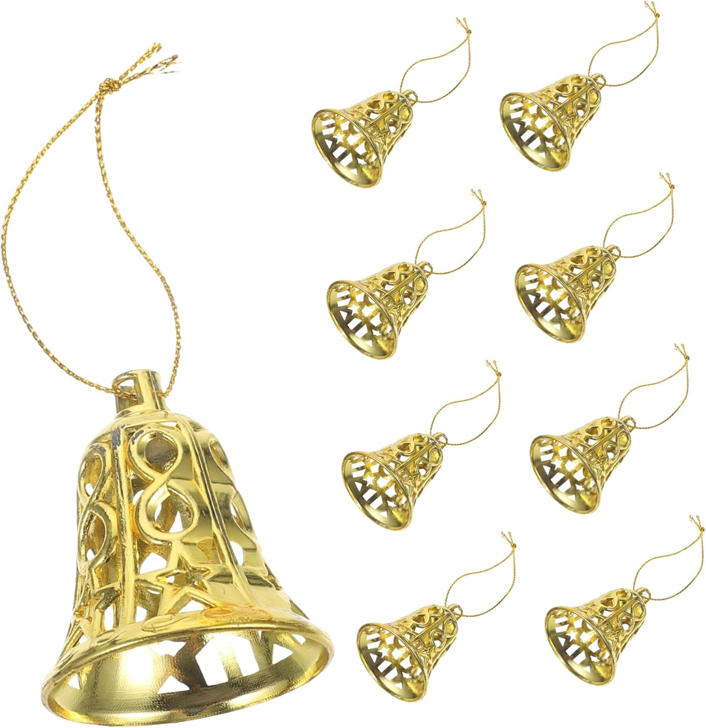 12Pcs Christmas Tree Hanging Bell Ornaments Decorative Props for Theme Parties Weddings Year Decor Eye-Catching Pendant Decor for Bookshelves Shelves and Cars