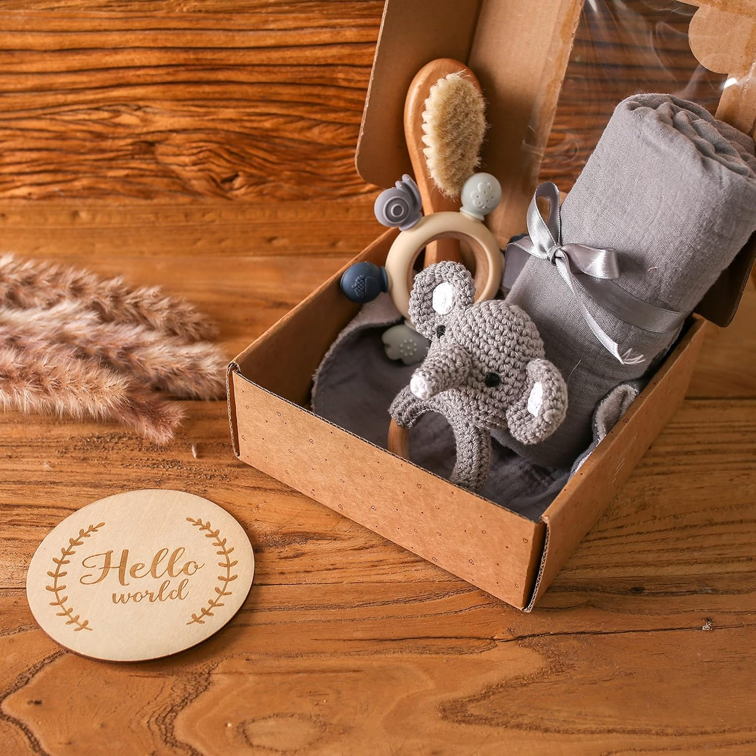 Baby Gift Set for Newborn New Baby Gift Set - Newborn Infant Essentials Kids Bath Set with Babies Blanket Rattle - New Born Girls Gift & Boy Gifts for Infant Shower(Elephant) image number 4