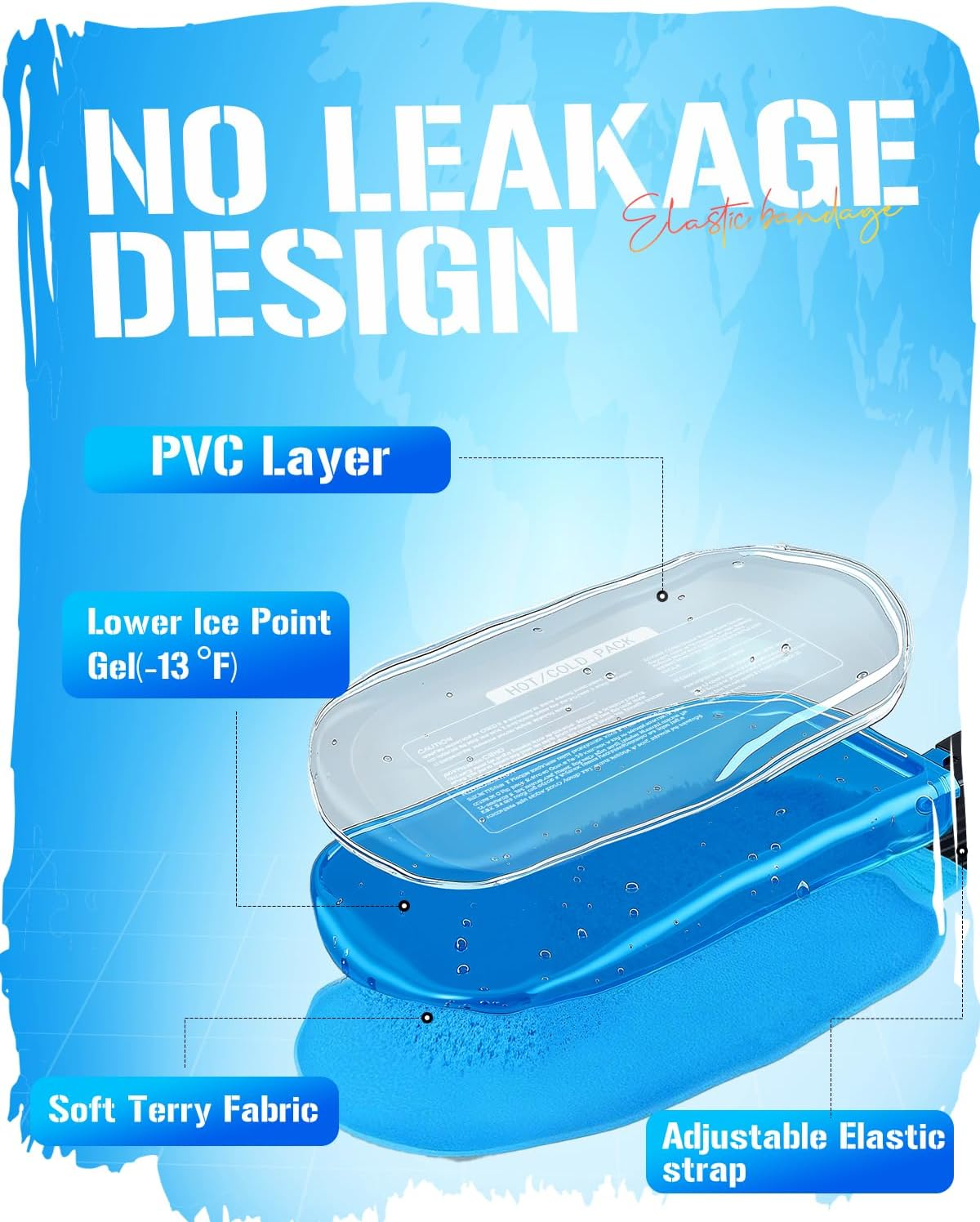 YESDEX Ice Pack for Injuries Reusable - 3 Pcs Gel Ice Packs for Hot Cold Compress with 1 Adjustable Wrap, Supports Recovery, Joint and Muscle Pain Relief &ndash; Knees, Back, Ankle, Shoulders, Arms and Legs