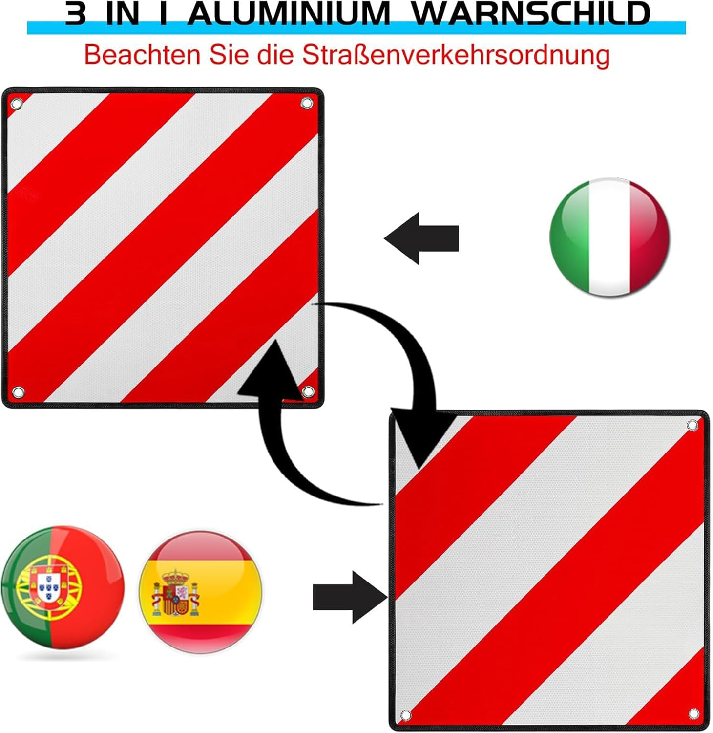 Safety Signs | Red White Warning Board - Square Reflective Red White Alarm for Truck Car Security Road Trip Auto Bike Carrier Automotive Vehicle image number 2