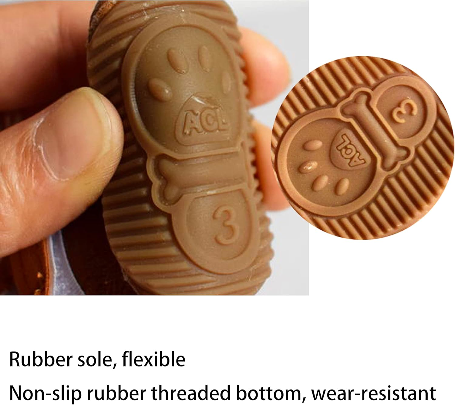 Dog Boots 4-Pack, Anti-Slip Paw Protectors for Small Dogs, Chihuahua Yorkie Pomeranian Winter Snow Shoes with Rugged Sole (Brown, Size4) image number 6