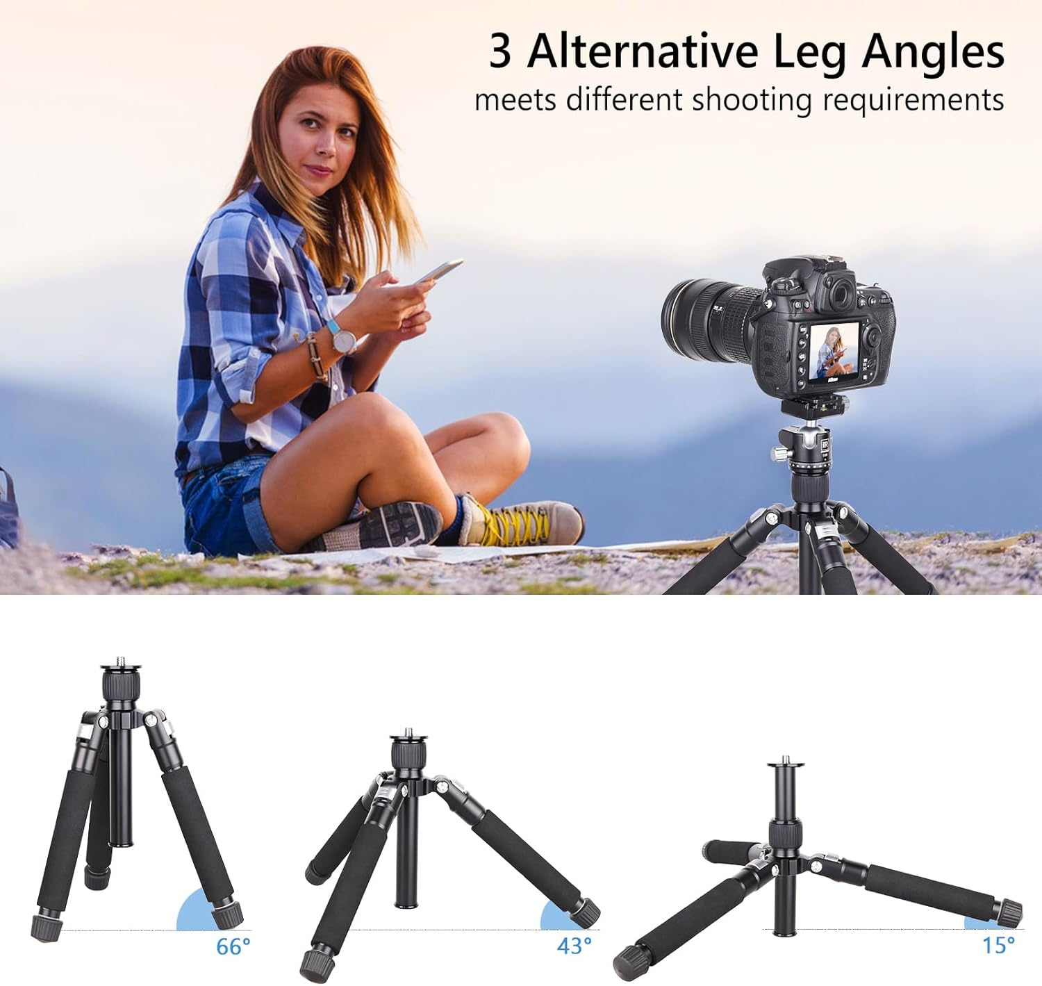 32.3" / 82Cm Mini Desktop Tripod, ARTCISE Portable Compact Desktop Mini Tripod for DSLR Camera Mobile Phone image number 3