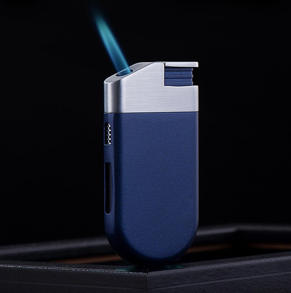 Windproof Torch Lighter, Single Jet Flame, Metal Construction, Adjustable Flame, Refillable (1, Silver) image number 1