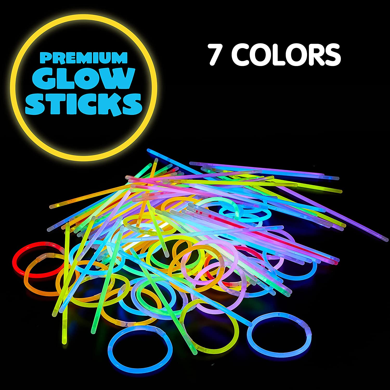 JOYIN 200 Pcs Glow Sticks Bulk 8" Glowsticks, Glow Stick Bracelets Necklaces, Glow in the Dark Party Favors, Easter, Christmas, Halloween Party Supplies Pack image number 2