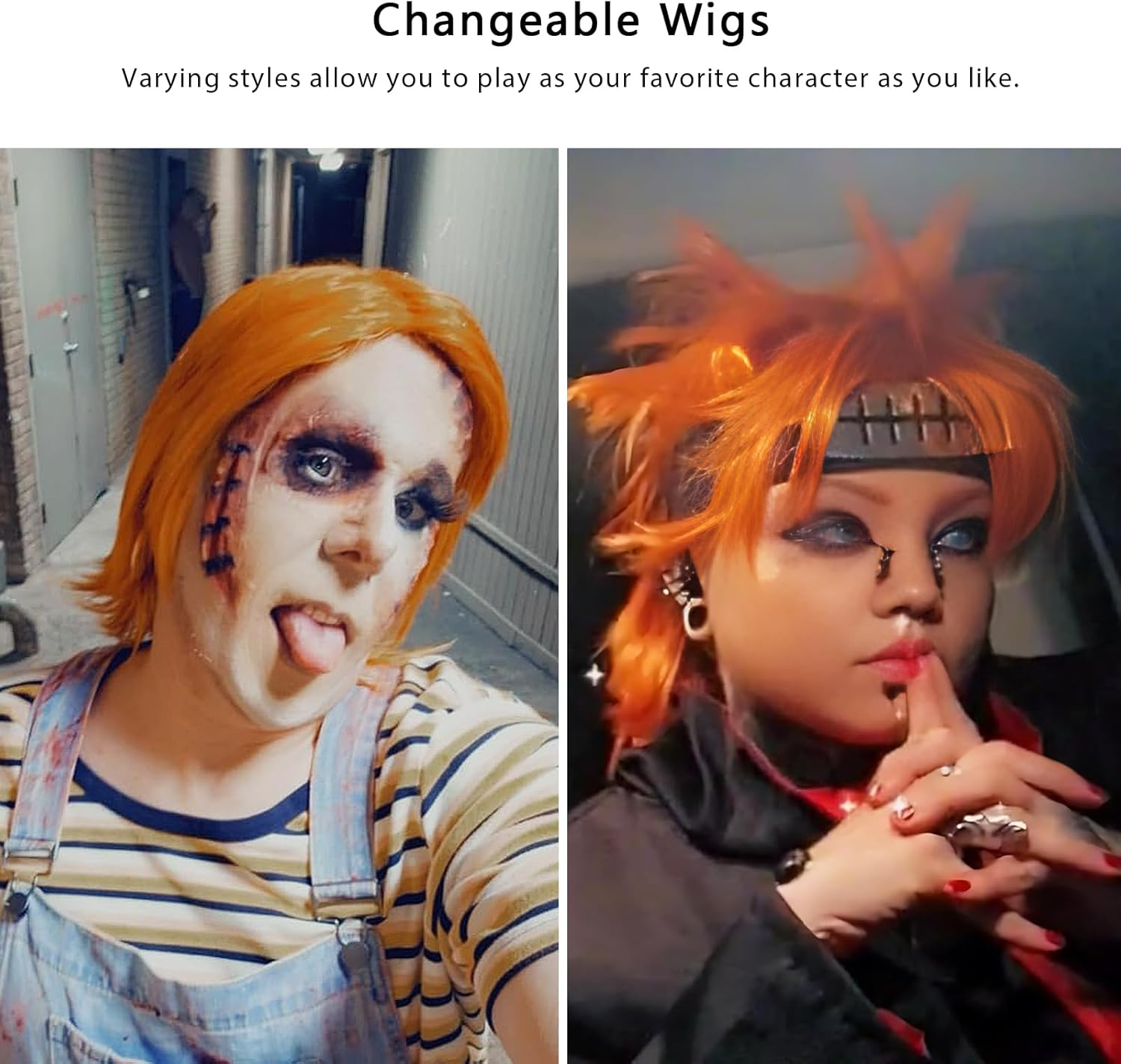 Modernfairy Anime Halloween Wig Dark Orange for Cosplay Party, Synthetic Layered Short Hair Wigs with Bangs, Pastel Wigs for Women Men - Blue image number 2