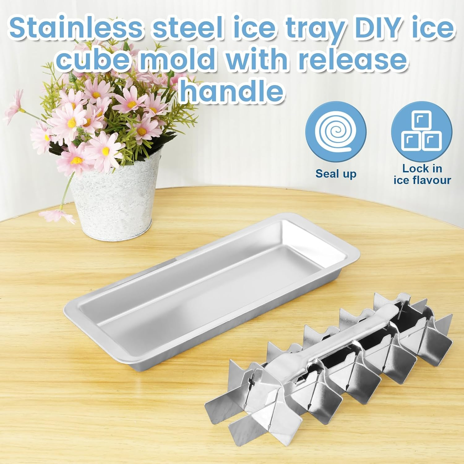 UKQRRTC Stainless Steel Ice Cube Tray, 18 Slot Removable Ice Cube Maker with Handle, Easy to Release Ice Cube Tray, Efficient Ice Cube Maker, Reliable Ice Cube Tray image number 2