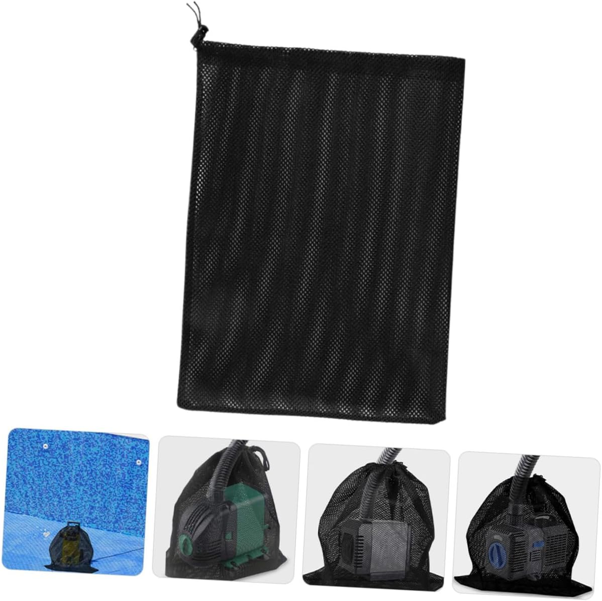 Large Pump Filter Bag Black Polyester Mesh with Drawstring Fine and High-Efficiency Water Filtration Barrier for Outdoor Pumps and Biological Filter Media image number 1