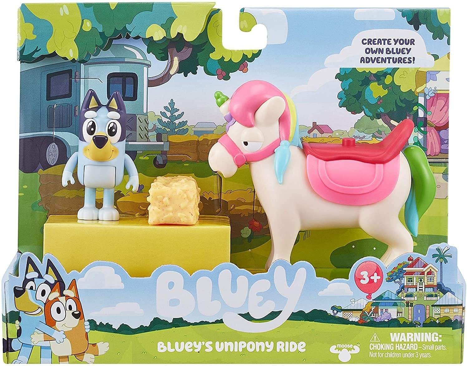 Bluey Vehicle and Figure Pack, 2.5-3" Articulated Figures - Unipony (13050)
