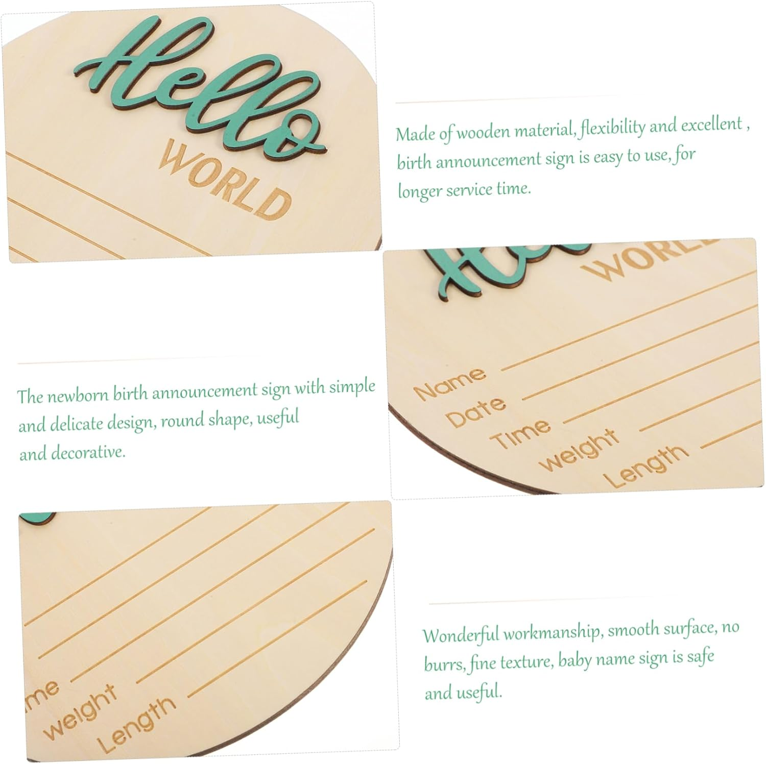 Wooden round Baby Name Sign for Birth Announcement Newborn Photography Prop Infant Nursery Decor image number 6