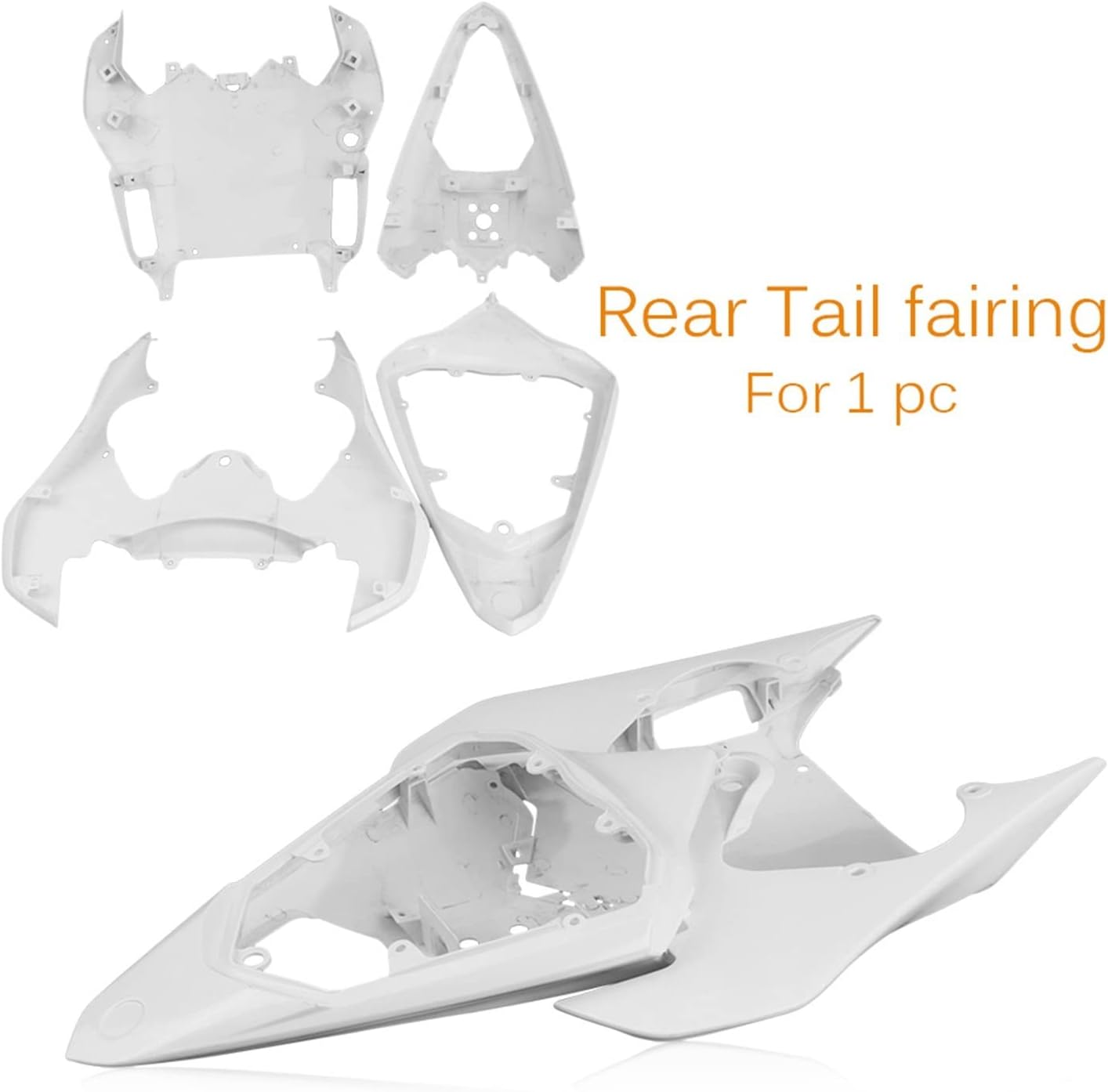 Motorbike Frame Fairings Fit for Yamaha YZF R6 2008-2009 Motorcycle Tail Rear Fairing Part Bodykit Injection Mold ABS Unpainted White Replacement Upgrade Accessories