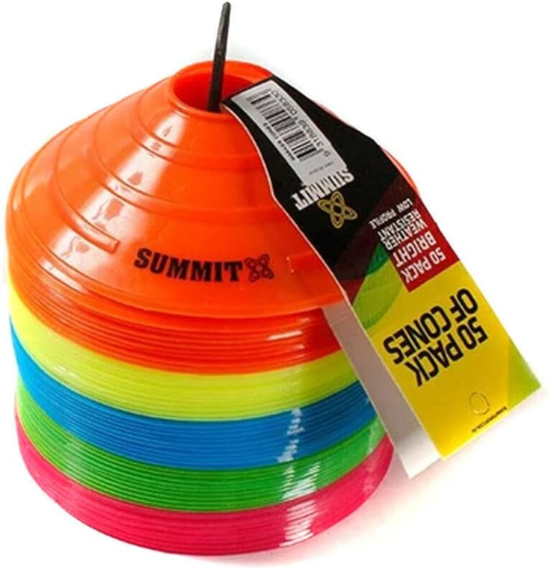 SUMMIT Marker Cones (Pack of 4) - High Visibility 15 Cm Tough Plastic Cones Ideal for Training Drills and Skill Marking