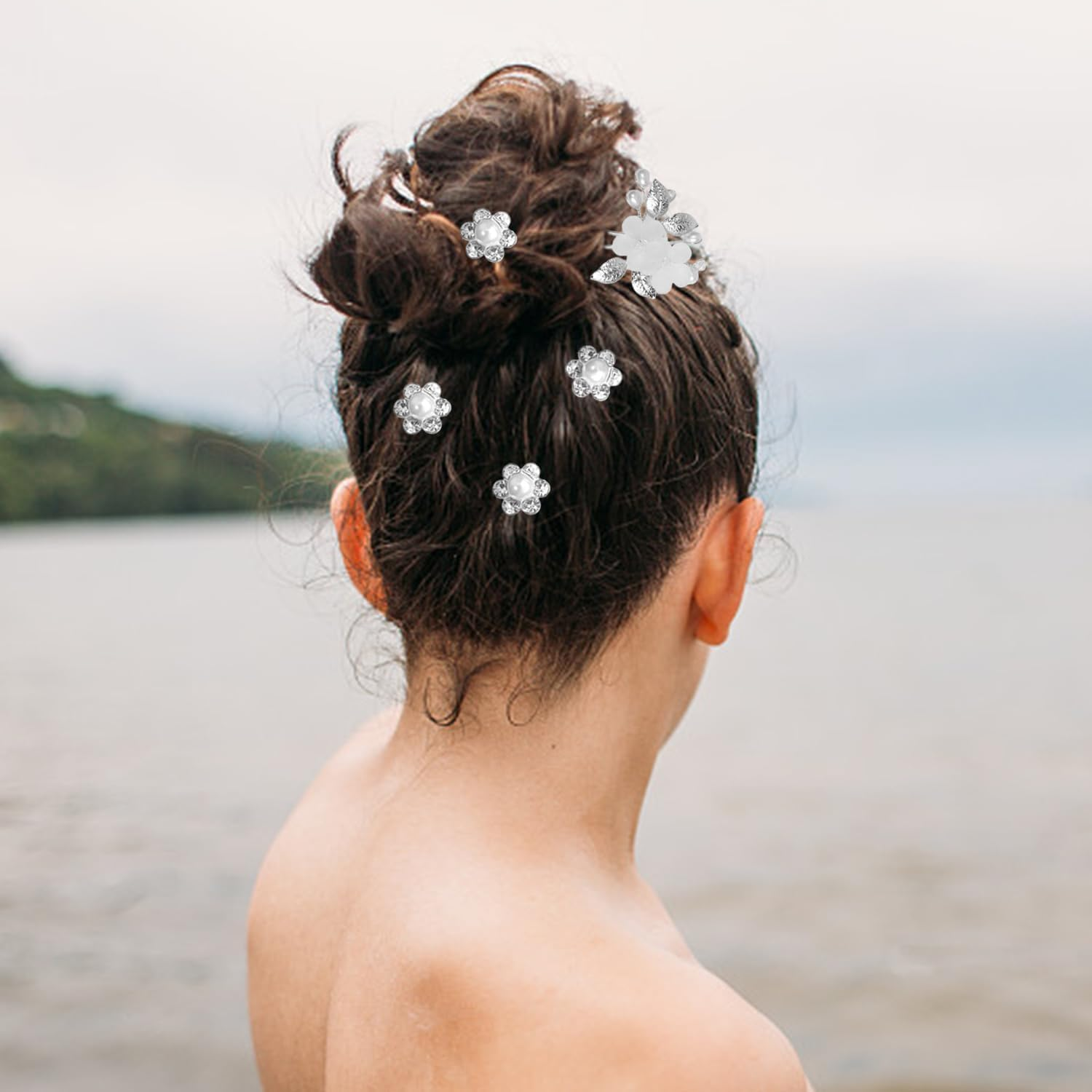 5 Pieces Flower and Leaf Hairpins, 12 Spiral Hair Accessories, Elee Hair Accessories, Hairstyle Decorations, Wedding Dressing Supplies. image number 1