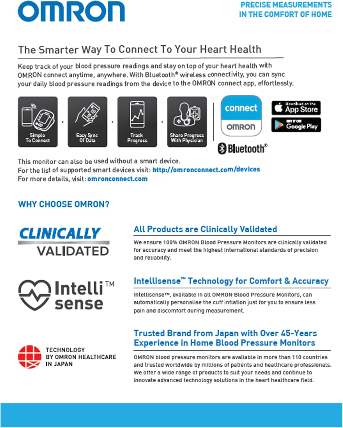 OMRON HEM7141T1 Bluetooth Blood Pressure Monitor &ndash; Clinically Validated, Intellisense Technology, Hypertension Indicator, One-Touch Operation, 14 Memory, 3+3 Warranty image number 4