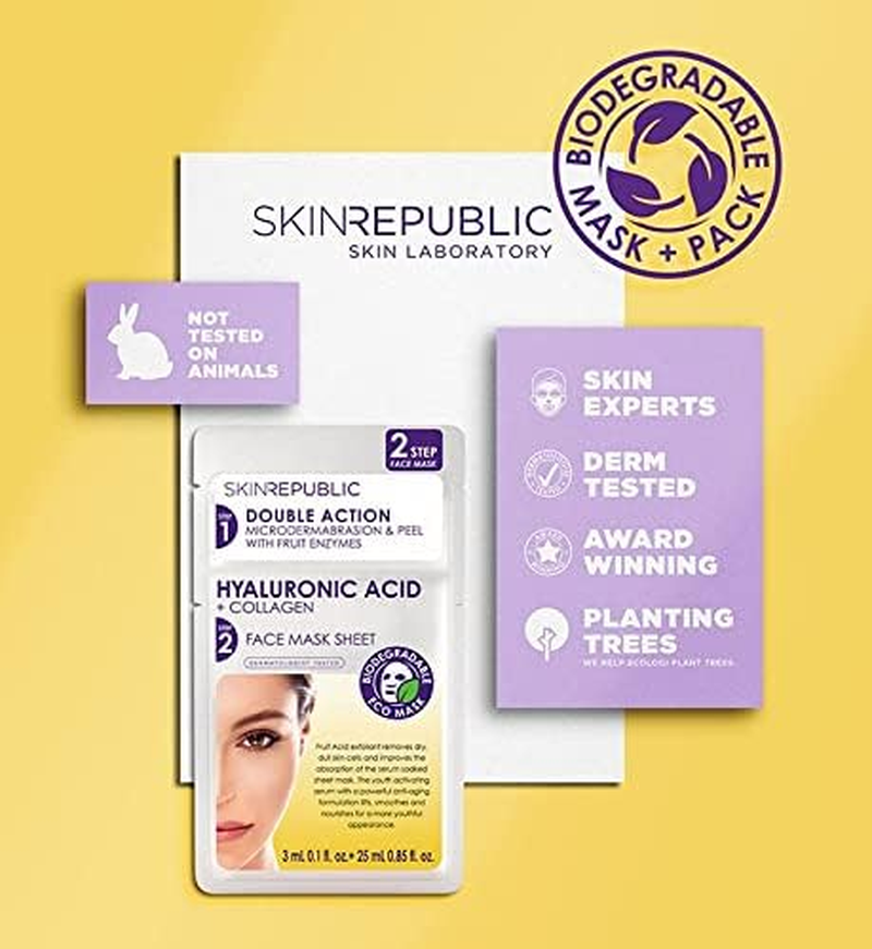 Skin Republic 2 Step Hyaluronic Acid & Collagen Face Mask 25 Ml image number 1