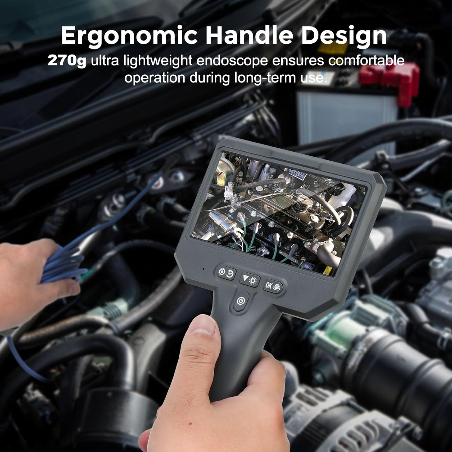 Bluefire Dual Lens Borescope with 4.3'' IPS Screen, 1920P HD Industrial Endoscope Dual Lens Inspection Camera with 7 LED Lights, Waterproof Snake Camera for Sewer Pipe(3.5M) image number 3