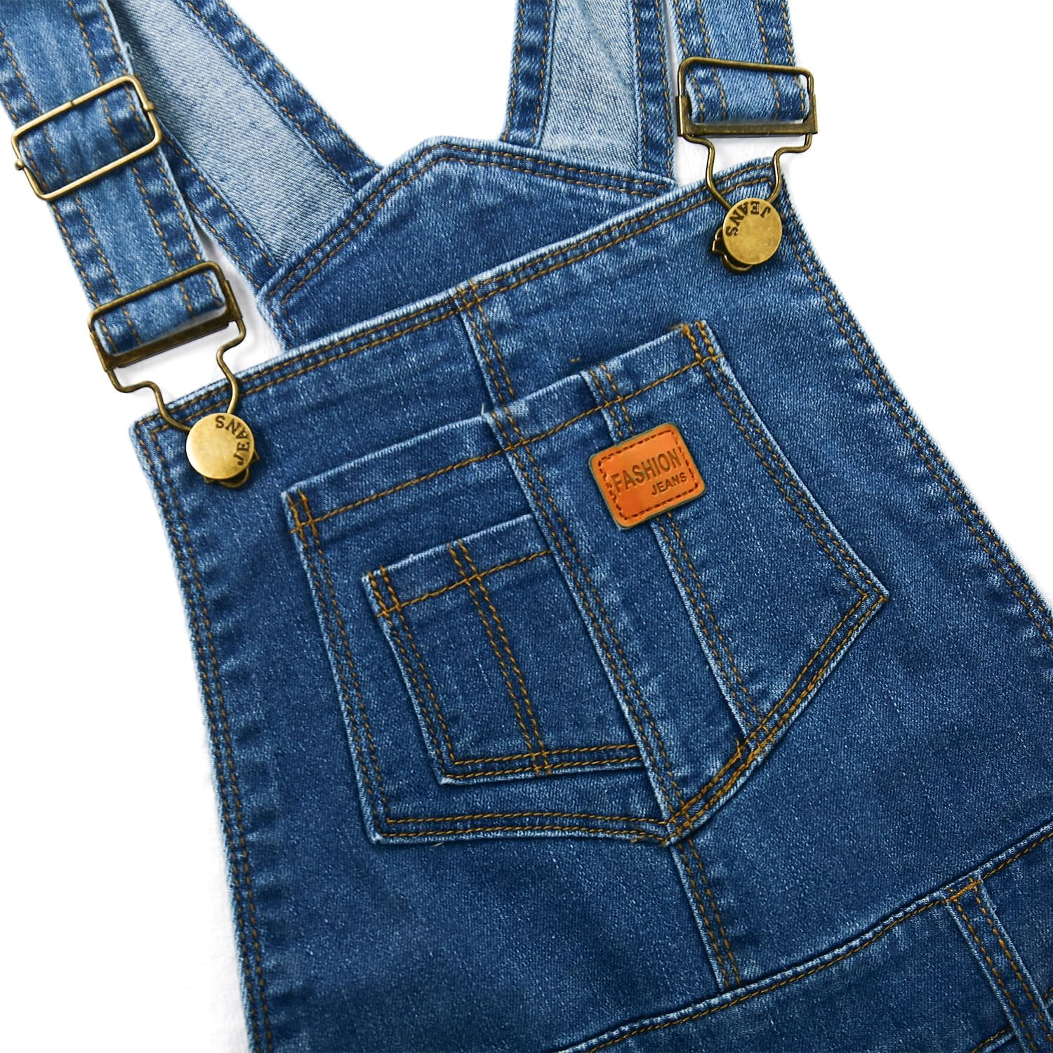 KIDSCOOL SPACE Girls Denim Overalls, Bibs Washed Stretchy Jeans Jumpsuit image number 3