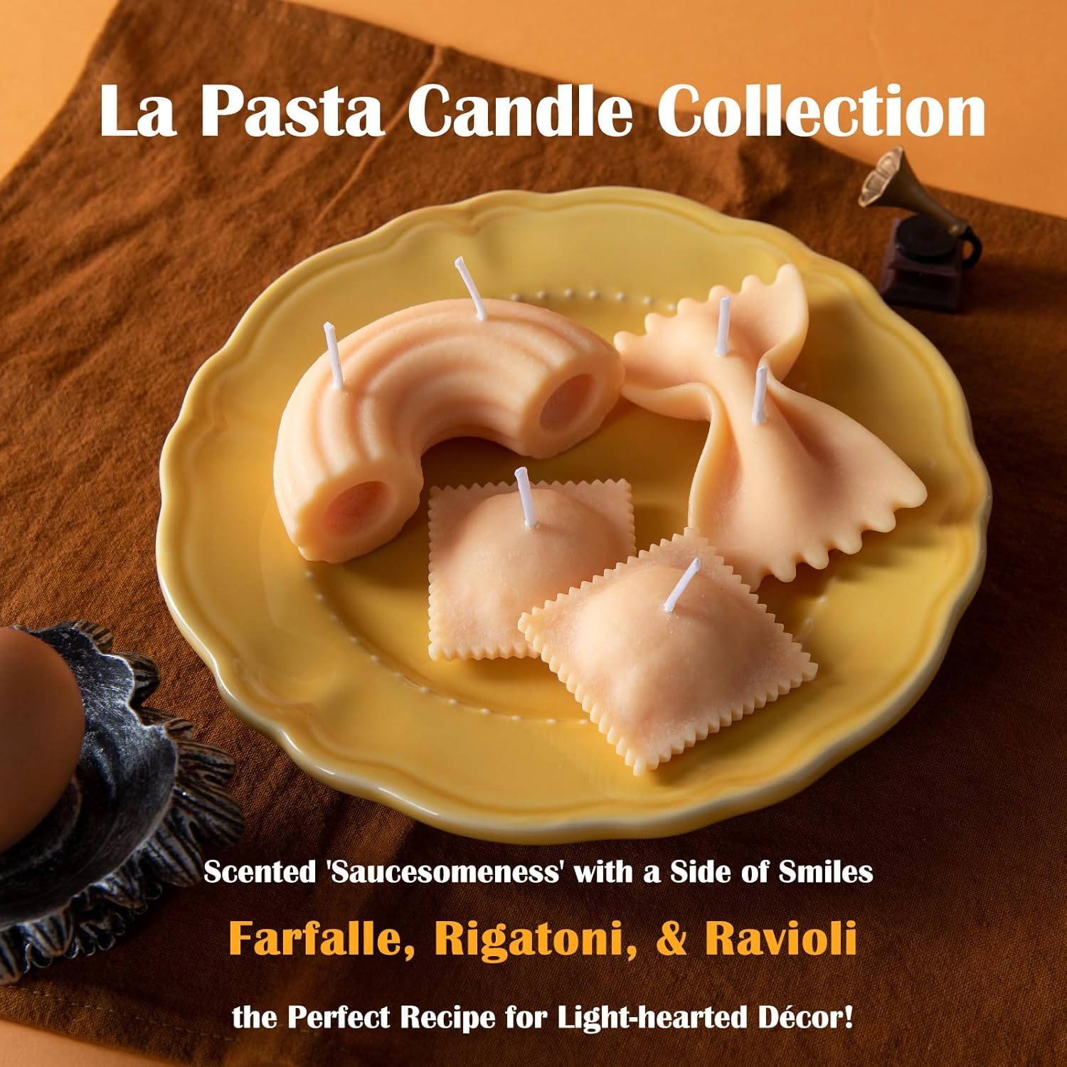 Funny La Pasta Noodle Scented Aromatherapy Candle (1 Farfalle Candle) image number 6